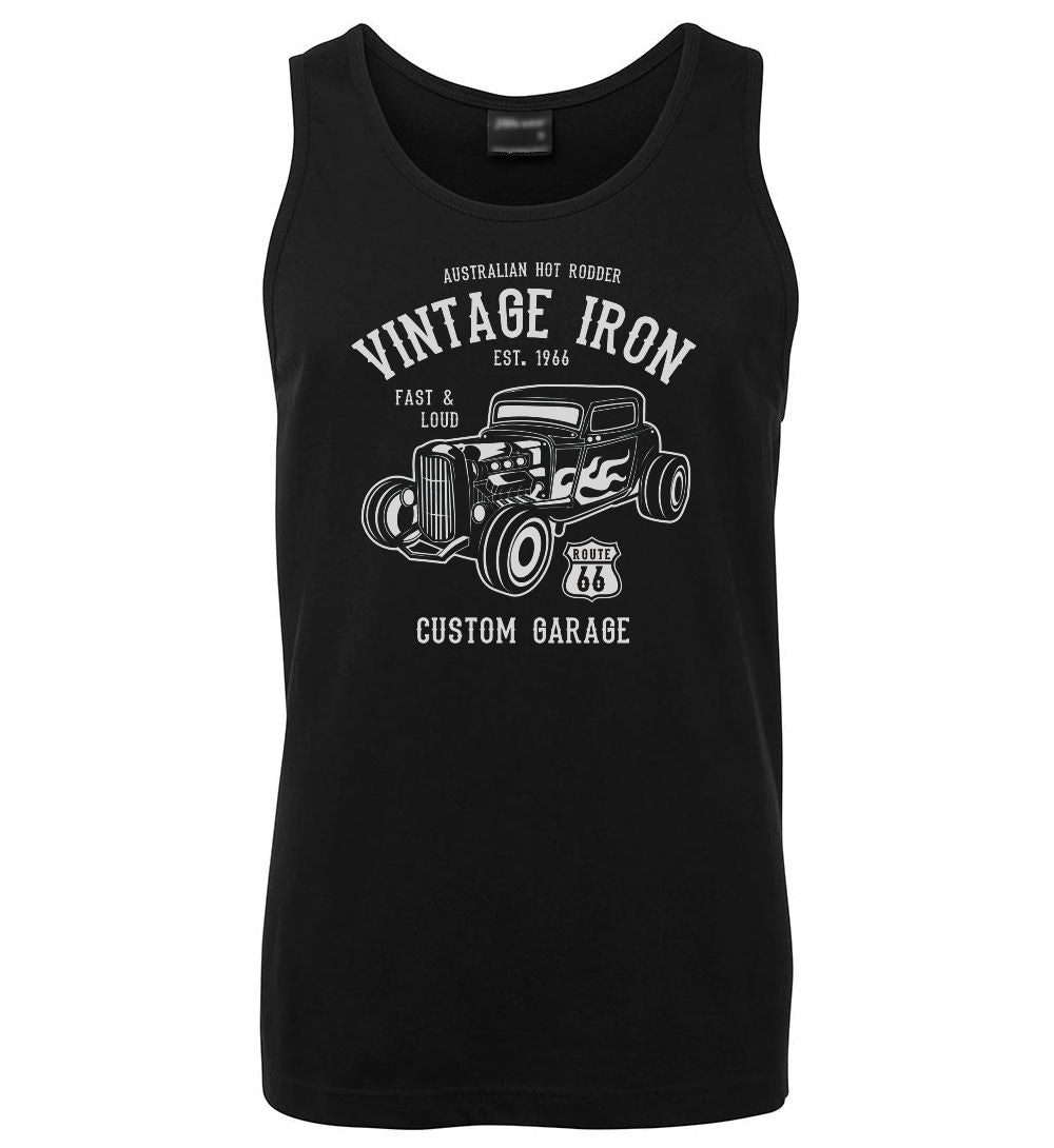 Vintage Iron Hot Rod Mens Singlet (Black)