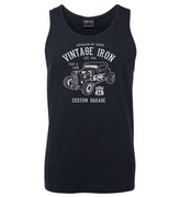 Vintage Iron Hot Rod Mens Singlet (Navy)