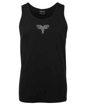 Celtic Owl Small Chest Logo Mens Singlet (Black)