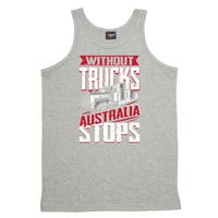Without Trucks Australia Stops! Mens Singlet (Grey) - Regular Sizes