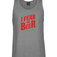 Aussie Beer Drinkers I Fear No Beer Mens Singlet (Grey) - Big Sizes