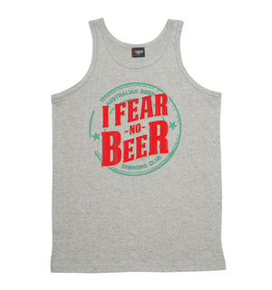 Aussie Beer Drinkers I Fear No Beer Mens Singlet (Grey) - Regular Sizes