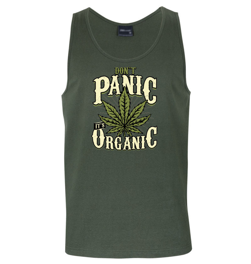 Don't Panic It's Organic Mens Singlet (Khaki)