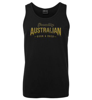 Proudly Australian Born & Bred Mens Singlet (Black)