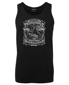 Discounted - Captain Thunderbolt Gentleman Bushranger Mens Singlet (Black) - Size XL