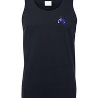 Australian Flag Map Shape Small Logo Mens Singlet (Navy)