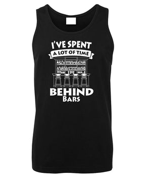 Spent a Lot of Time Behind Bars Pub Mens Singlet (Black)