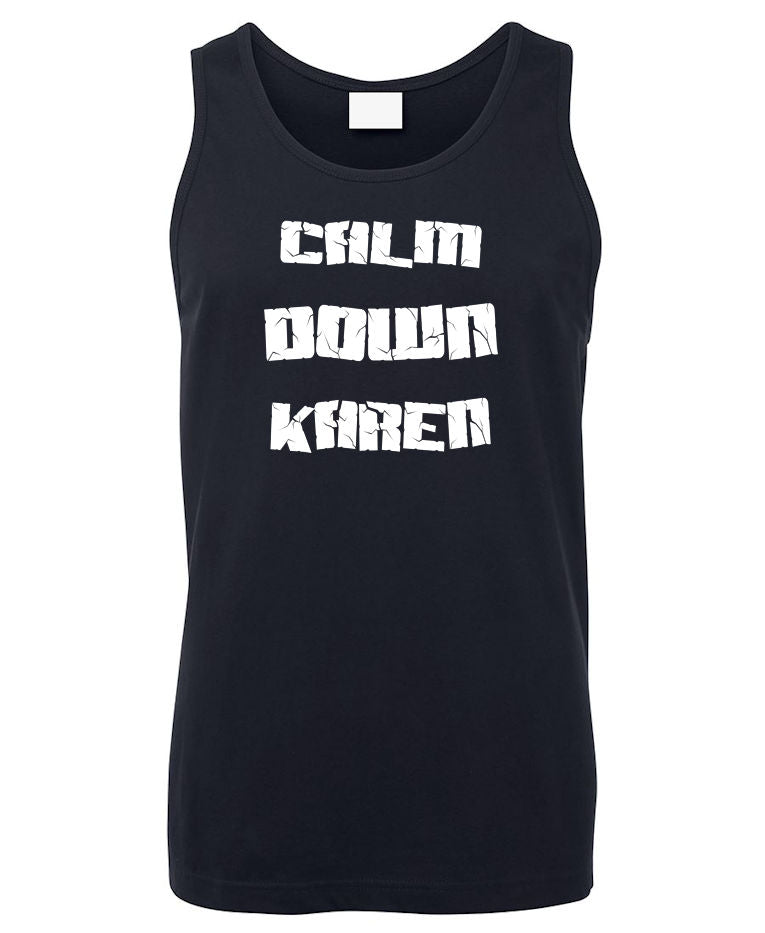 Calm Down Karen Mens Singlet (Navy)