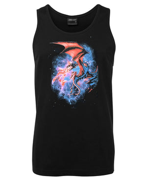 Space Dragons Mens Singlet (Black - Regular & Big Mens Sizes up to 6XL)