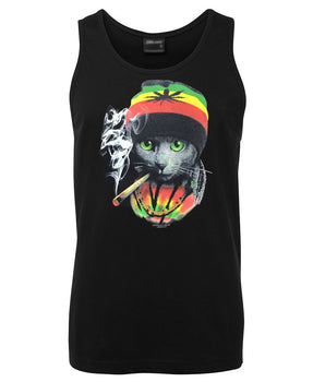 Rasta Cat Mens Singlet (Black)