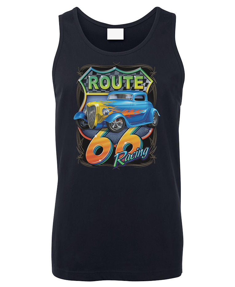 Route 66 Racing Mens Singlet (Navy)