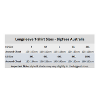 BigTees Longsleeve T-Shirt Size Chart