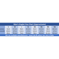 Mens Singlet Size Chart