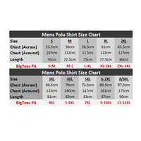 Men's Polo Shirt Size Chart